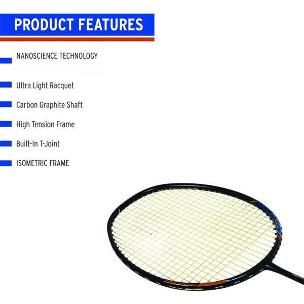 Nanoray Light 18i Graphite Badminton Racquet (Black) - Image 2