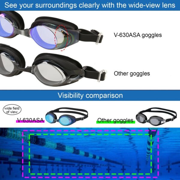 Swimming Gear V-630ASA SWIPE Fitness Swim Goggles, Black - Image 2
