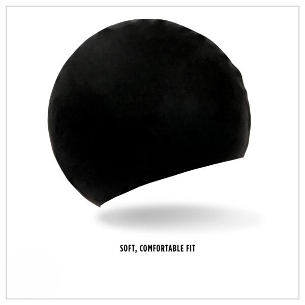 Latex-free Silicone Adult Swim Cap, Black - Image 3