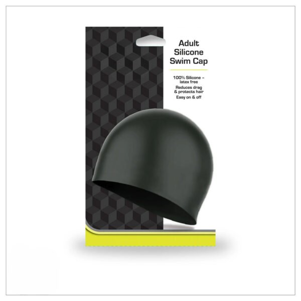 Latex-free Silicone Adult Swim Cap, Black - Image 2